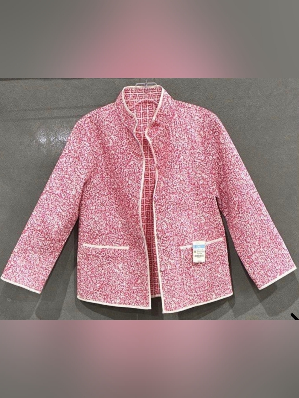 J. McLaughlin Pink Patterned Quilted Blazer
